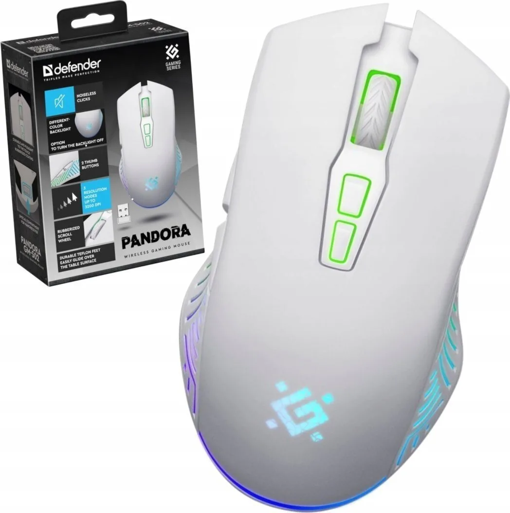 Defender Pandora Gm-502 Ασύρματο Ποντίκι Λευκό