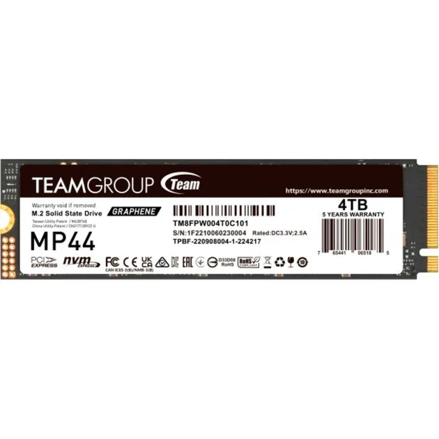 TeamGroup MP44 Graphene SSD 4TB M.2 NVMe PCI Express 4.0 TM8FPW004T0C101