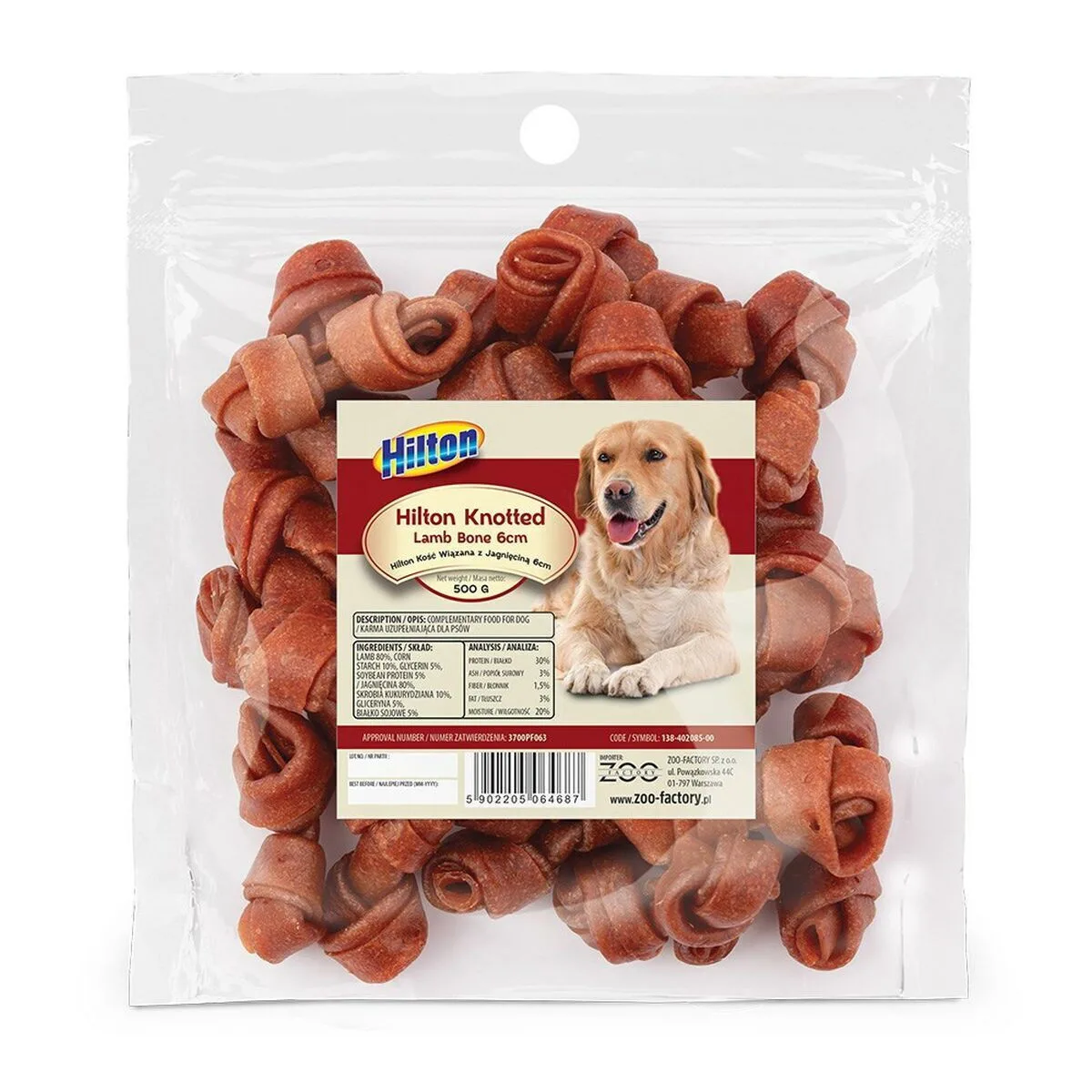 Hilton Knotted Λιχουδιές Σκύλου με Αρνί 6εκ. 500gr