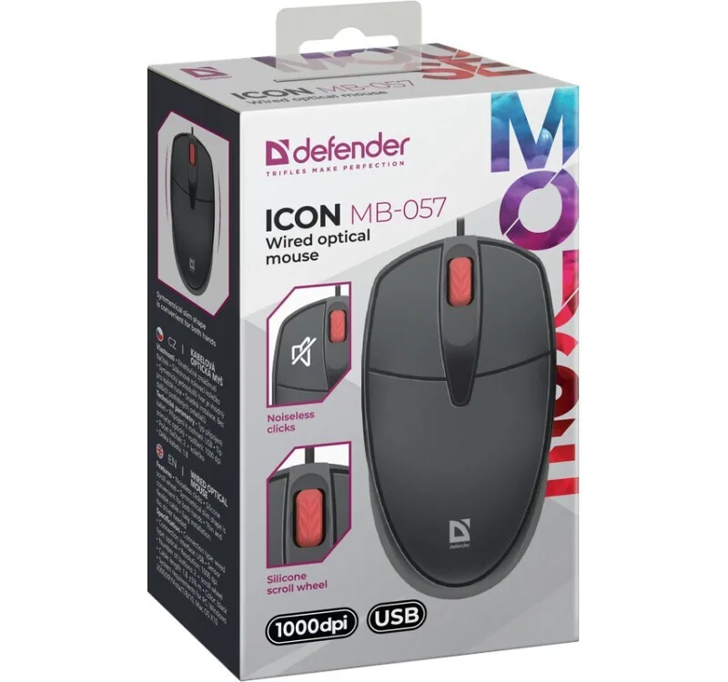 Defender Icon Mb-057 Black Ενσύρματο Ποντίκι Μαύρο