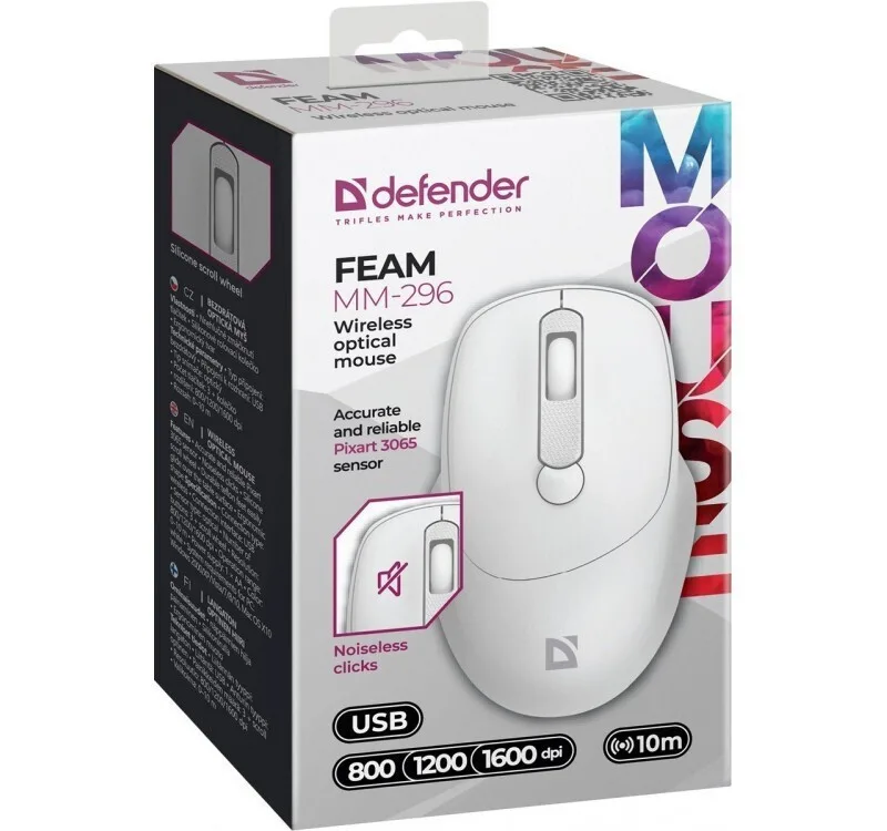 Defender Ασύρματο Ποντίκι Feam White
