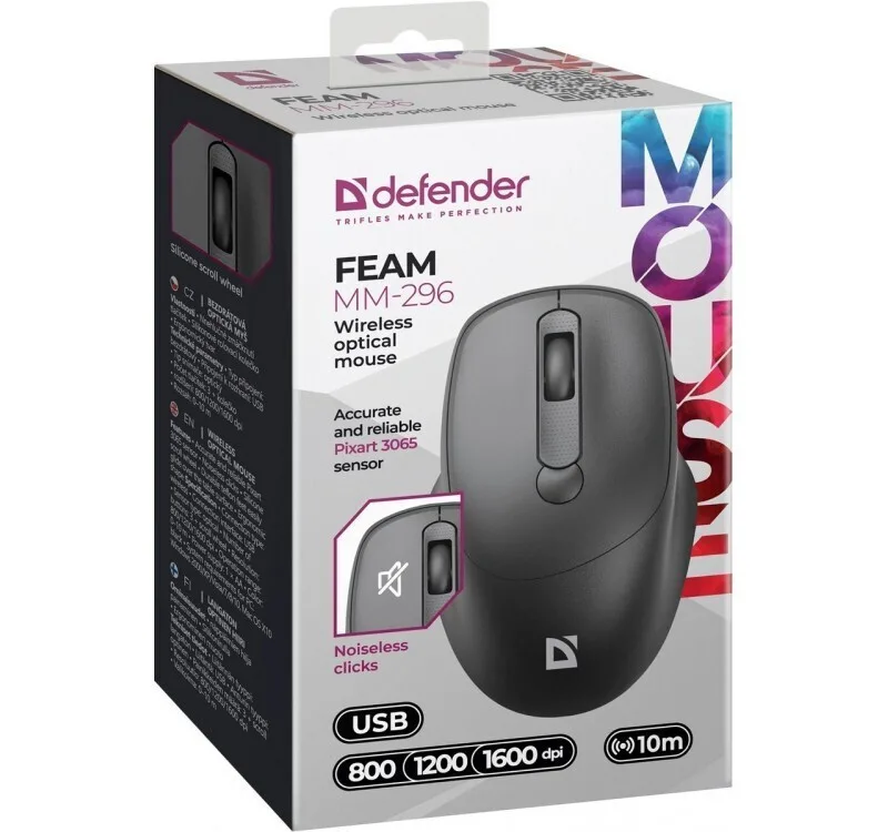 Defender Ασύρματο Ποντίκι Feam Black