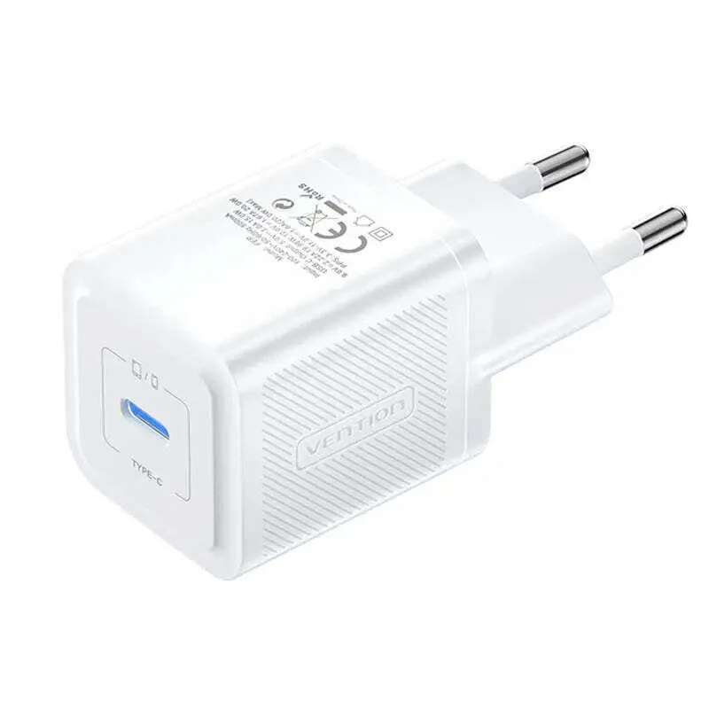 Vention Φορτιστής Χωρίς Καλώδιο GaN με USB-C 20W Λευκός (FEPW0-EU)