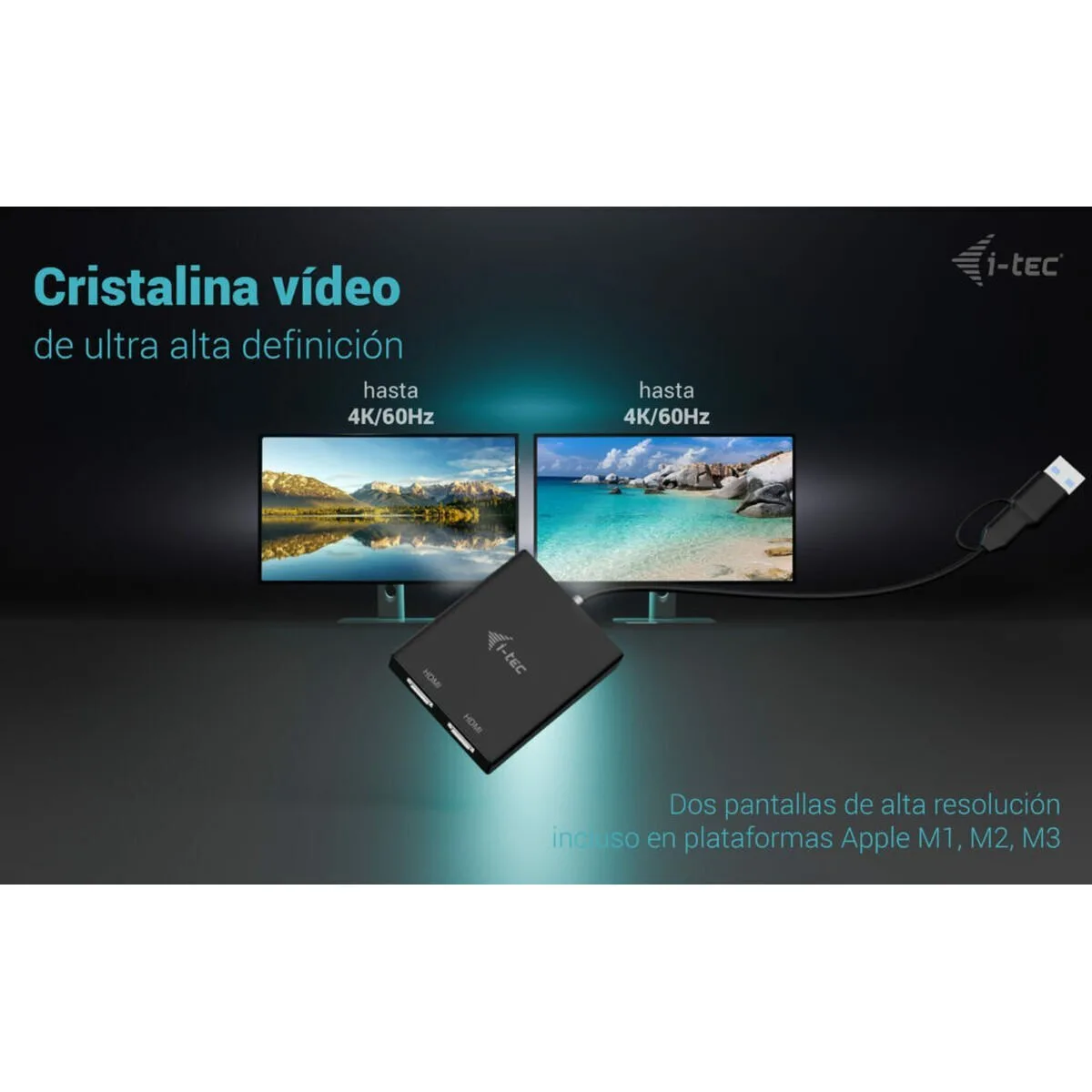 i-tec USB-A / USB-C Docking Station με HDMI 4K και σύνδεση 2 Οθονών Μαύρο (CADUAL4KHDMI)