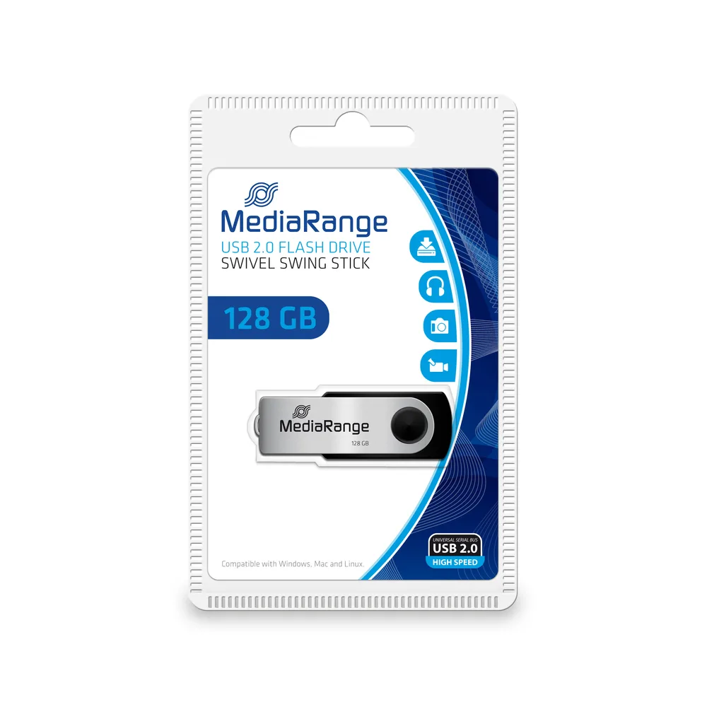 MediaRange 128GB USB 2.0 Stick Μαύρο