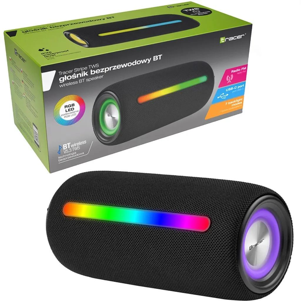 Tracer Stripe Ηχείο Bluetooth 10W με Ραδιόφωνο και Διάρκεια Μπαταρίας έως 5 ώρες Μαύρο