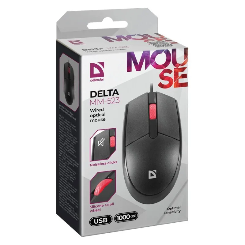 Defender Delta MM-523 Ενσύρματο Ποντίκι Μαύρο