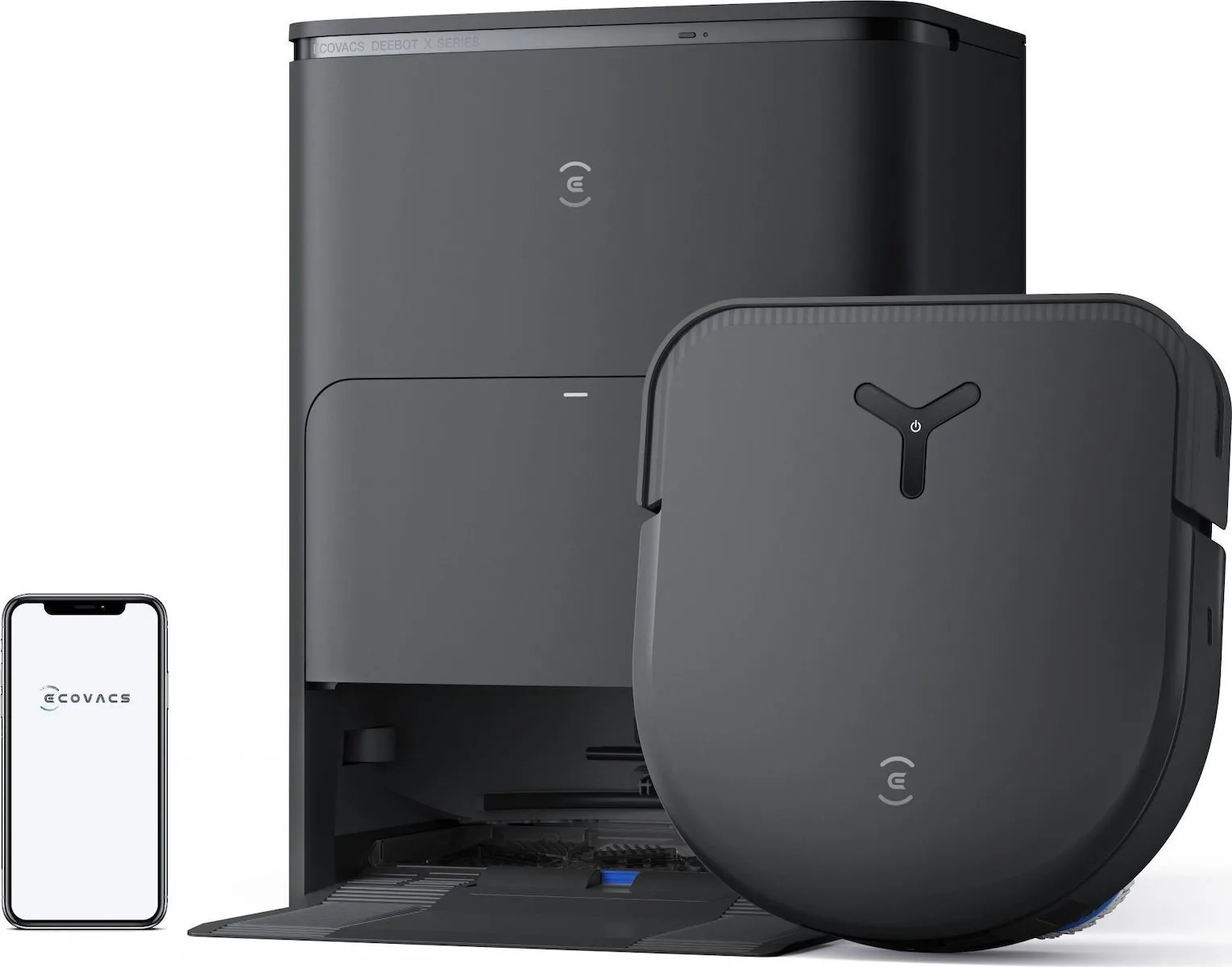 Ecovacs Σκούπα Ρομπότ για Σκούπισμα & Σφουγγάρισμα με Χαρτογράφηση και Wi-Fi Μαύρη