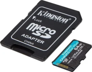 Kingston microSDXC 64GB Class 10 U3 V30 A2 UHS-I με αντάπτορα