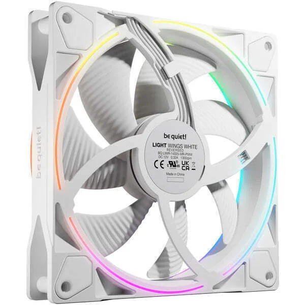 Be Quiet Light Wings Reverse Case Fan 140mm με Χωρίς Led Φωτισμό και Σύνδεση 4-Pin PWM Λευκό