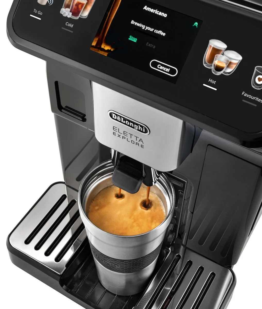 De'Longhi Eletta Explore Αυτόματη Μηχανή Espresso 1450W Πίεσης 19bar με Μύλο Άλεσης Μαύρη