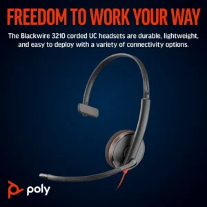 Poly Blackwire 3210 On Ear Multimedia Ακουστικά με μικρόφωνο και σύνδεση USB-A / USB-C