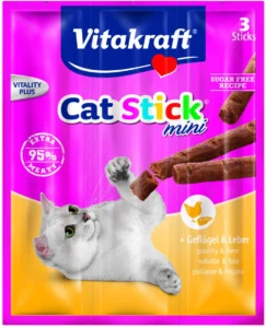 Vitakraft Mini Poultry Λιχουδιές σε Stick με Συκώτι για Ενήλικες Γάτες 3τμχ 18gr DLKVKAPRZ0004