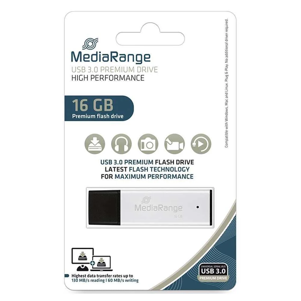 MediaRange 16GB USB 3.0 Stick Ασημί