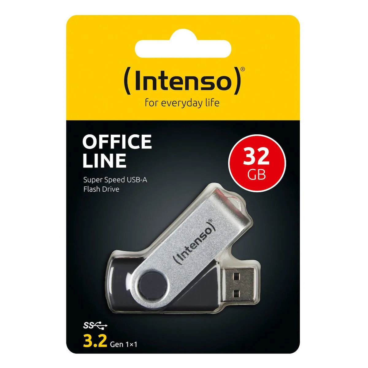 Intenso Office Line 32GB USB 3.2 Stick Μαύρο Ασημί