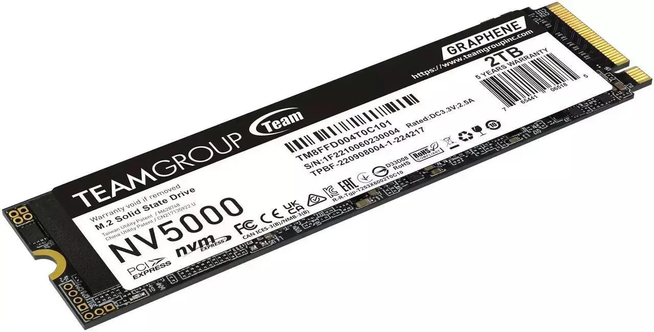 Teamgroup NV5000 2 TB SSD PCIe 4.0 x4 NVMe M.2 2280 Graphene heatsink