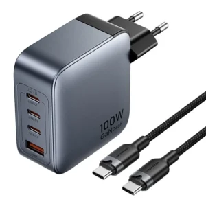 Vention Φορτιστής GaN με USB-A και 3 USB-C και Καλώδιο USB-C - USB-C 100W Power (TZ-FETH0-EU)