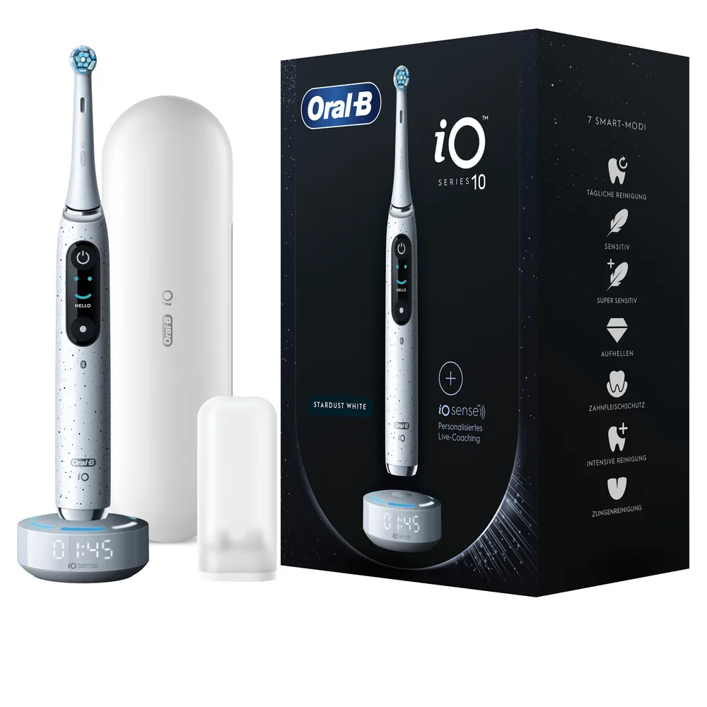 Oral-B iO Series 10 Ηλεκτρική Οδοντόβουρτσα με Χρονομετρητή, Αισθητήρα Πίεσης και Θήκη Ταξιδίου Stardust White