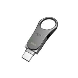 Silicon Power Mobile C80 USB flash drive 64 GB USB Type-A, USB Type-C 3.0 (3.1 Gen 1) Titanium
