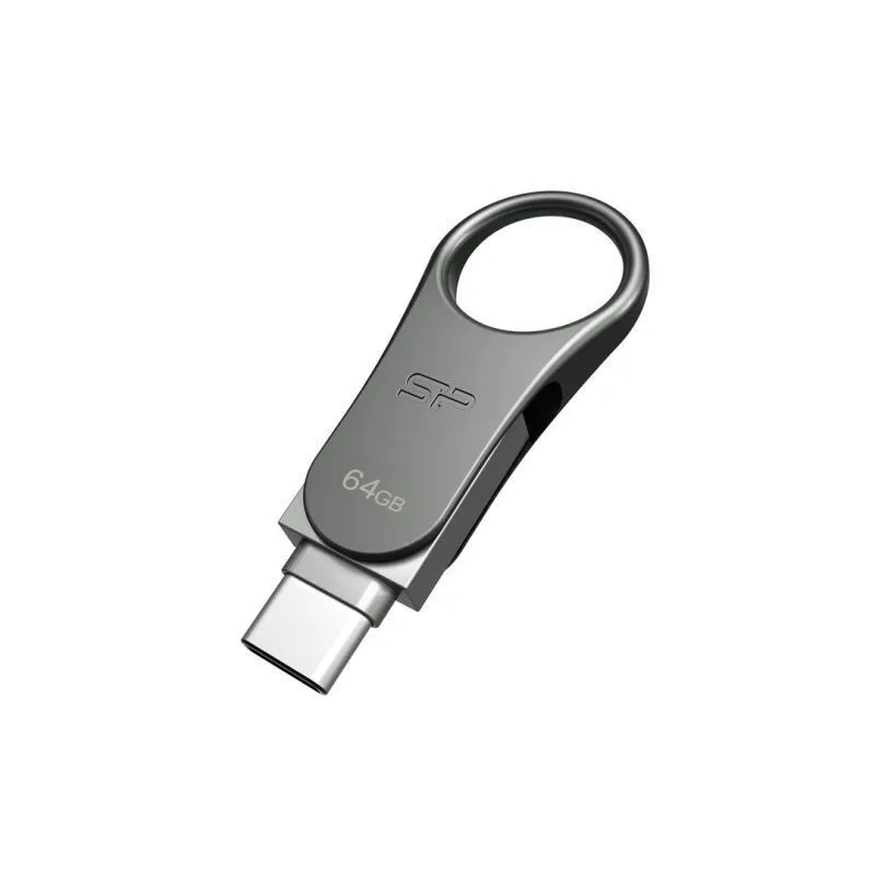 Silicon Power Mobile C80 USB flash drive 64 GB USB Type-A, USB Type-C 3.0 (3.1 Gen 1) Titanium